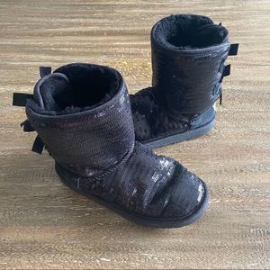 UGG Black Sparkly Bow Boots Sz 3Y